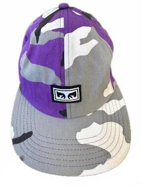 Obey Worldwide Camo Snapback Hat Purple Gray